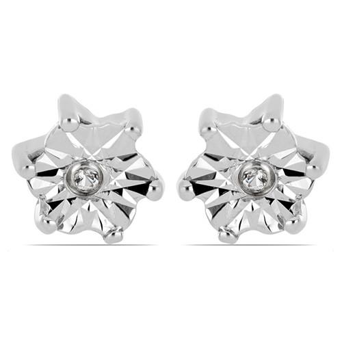 0.012 CT G-H, I2-I3 WHITE DIAMOND DOUBLE CUT STERLING SILVER EARRINGS WITH MAGICAL TIKLI SETTING #VE030939